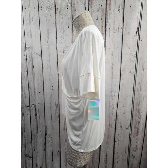 ALK Women's M Tresics Luxe Off-White Surplice Wrap Slinky Blouse Shirt Top NEW - Picture 4 of 7